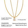 European Style Stainless Steel Pave Clear Cubic Zirconia Rectangle Pendant Snake Chain Double Layered Necklaces for Women ND1910-6