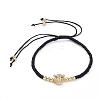 Leopard Adjustable Brass Nylon Thread Braided Bracelets BJEW-JB04985-01-1