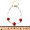Brass ABS Imitation Pearl Beaded Bracelets for Women BJEW-D317-02G-5