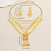 Vintage Brass Rectangle with Rose Tassel Earrings & Necklaces Sets for Women ZM7021-2