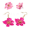 2 Pairs 2 Styles Iron Flower Dangle Earrings and Sweet and Stylish Multi-layer Petal Flower Stud Earrings EJEW-TA0001-80A-2