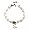 304 Stainless Steel Paw Print Charm Bracelets for Women BJEW-C098-12P-4