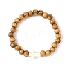 Round Wooden Beads Stretch Bracelets BJEW-JB12671-3