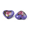 Flower Printed Opaque Acrylic Heart Beads SACR-S305-28-M04-3