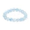Natural Aquamarine Round Bead Stretch Bracelets for Men Women BJEW-U034-01B-01-4
