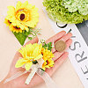 CRASPIRE 2Pcs Artificial Silk Sunflower Boutonniere Brooch JEWB-CP0001-01-3