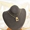 Brass & Plastic Imitation Pearl Hollow Heart Cross Rectangle Pendant Snake Chain Necklaces for Women NJEW-Z053-02G-01-3