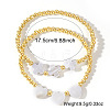 2Pcs 2 Styles European Cross Heart Natural Shell and Brass Round Beaded Stretch Bracelet Sets AC5817-1-3