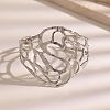 304 Stainless Steel Hollow Leaf Wide Open Cuff Bangles for Women WG4B663-02-1