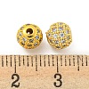 Round Brass Micro Pave Cubic Zirconia Beads ZIRC-N016-01G-6MM-3