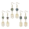 Natural Abalone Shell/Paua Shell & Natural Trochid Shell/Trochus Shell Dangle Earring for Women EJEW-JE07401-3