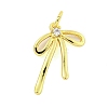 Bowknot Rack Plating Brass Micro Pave Clear Cubic Zirconia Pendants KK-U021-10G-01-1