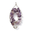 Leaf Natural Amethyst Copper Wire Wrapped Chip Big Pendants G-E195-01P-02-2