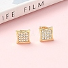 Square Brass Micro Pave Clear Cubic Zirconia Stud Earrings EJEW-Z144-09G-1