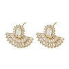 Fan-Shaped Brass & Clear Cubic Zirconia Stud Earrings for Women KK-CBA36A2-13G-4