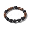 Natural Coconut Rondelle Beads Stretch Bracelets Set for Men Women BJEW-JB06771-7