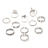 Zinc Alloy Finger Ring Sets RJEW-L101-01AS-2