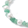 3Pcs Natural Mixed Gemstone Chip & Glass Shell Round Beaded Bracelets BJEW-JB12317-5