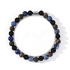 Natural Blue Veined Stone Black Agate Cylinder Men's Bracelets MW6661-4