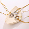 Duo Tone 304 Stainless Steel Heart Pendant Necklaces for Women FS-WGDA821-01-1
