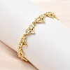 Heart Brass Micro Pave Cubic Zirconia Link Chain Bracelets BJEW-L715-01G-01-1