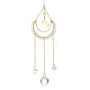 Glass Suncatcher with Brass Cable Chains & Links HJEW-JM04989-1