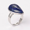 Adjustable Gemstone Brass Rings RJEW-N024-02E-3