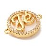 Rack Plating Brass Micro Pave Clear Cubic Zirconia Fe Connector Charms X-KK-L220-003G-02-2