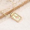 Brass & Plastic Imitation Pearl Hollow Heart Cross Rectangle Pendant Snake Chain Necklaces for Women NJEW-Z053-02G-01-2