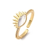 Brass Micro Pave Cubic Zirconia Shell Cuff Rings KK-D363-24C-G-2