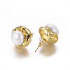Natural Pearl Stud Earrings EJEW-F230-10G-3