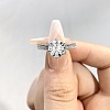 Rhodium Plated 925 Sterling Silver Pave 8.2x4.9mm Moissanite Finger Rings for Women WG36A3D-04-3