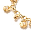 Flat Round Brass Glass Beads Cable Chain Bracelets For Women BJEW-L696-028G-2