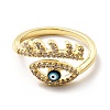 Enamel Evil Eye with Cubic Zirconia Open Cuff Ring KK-H439-42G-2