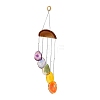 Wood & Natural Dye Agate Wind Chime Pendants HJEW-H054-03-3