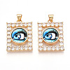 Brass Micro Pave Clear Cubic Zirconia Pendants for Women KK-T070-91A-07-1