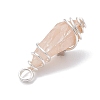 Electroplated Natural Quartz Crystal Dyed Copper Wire Wrapped Pendants PALLOY-JF02327-07-4
