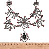 Halloween Spider Web Alloy Siam Rhinestone Bib Necklaces for Women NJEW-P340-01B-3