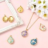 6Pcs 6 Colors Brass Enamel Locket Pendants KK-CJ0005-72-6