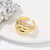 Rack Plating Brass Micro Pave Clear Cubic Zirconia Cuff Finger Rings for Women RJEW-M028-54G-5