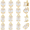 10Pcs 2 Styles Brass Micro Pave Clear Cubic Zirconia Charms KK-YW0004-36-1