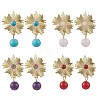 4 Pairs 4 Style Brass Mixed Stone Stud Earrings for Women EJEW-JE06244-2