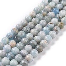 Natural Aquamarine Beads Strands G-F641-02-8mm-01A