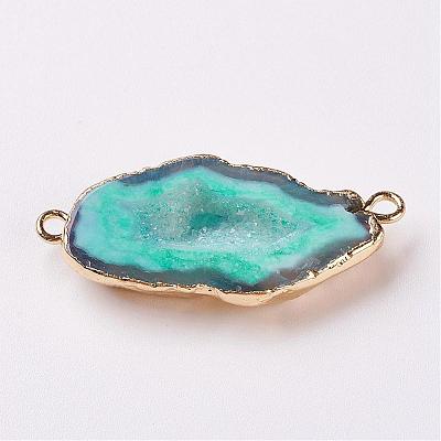 Electroplate Natural Druzy Geode Quartz Crystal Links connectors G-K189-04C-1