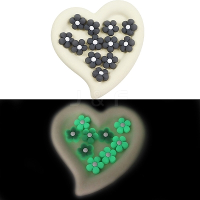 Flower Luminous Silicone Beads SIL-WH0008-37L-1