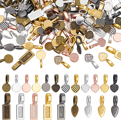 166Pcs 21 Styles Tibetan Style Alloy Glue-On Flat Pad Pendant Bails FIND-GA0005-26-1