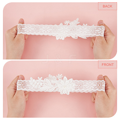 4 Style 4 pcs Polyester Lace Elastic Bridal Garters AJEW-GA0004-01-1