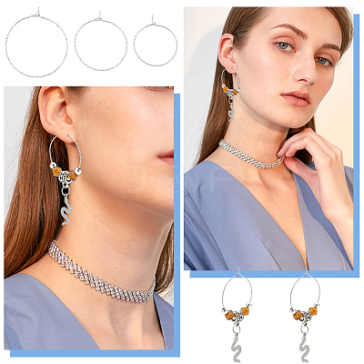 90Pcs 3 Size 316 Surgical Stainless Steel Hoop Earrings Findings STAS-UN0039-41-1