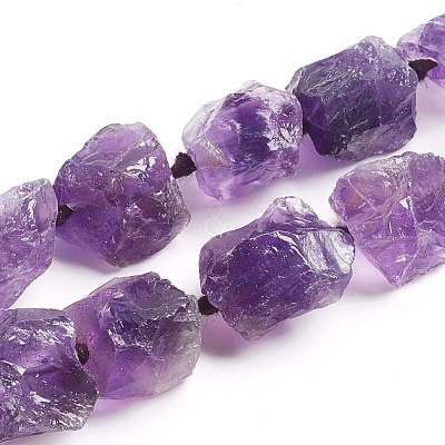Raw Rough Natural Amethyst Beads Strands G-G838-01-1