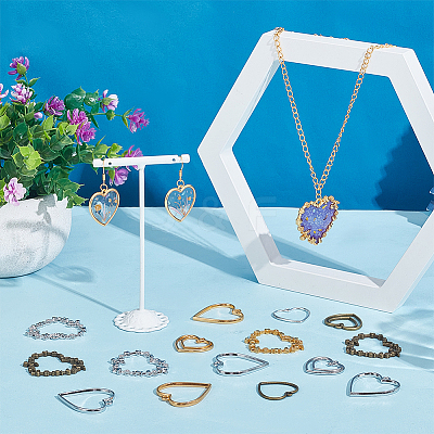 48Pcs 12 Styles Zinc Alloy Open Back Bezel Pendants FIND-PH0025-13-1